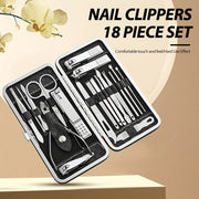 19-Piece Stainless Steel Personal Care Set with Manicure Clippers and Travel Case