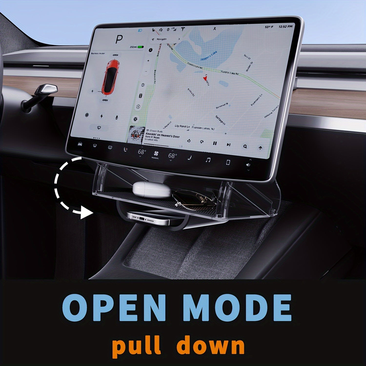 Car Interior Organizer for Tesla Model Y and 3 PC Material Under Screen Storage