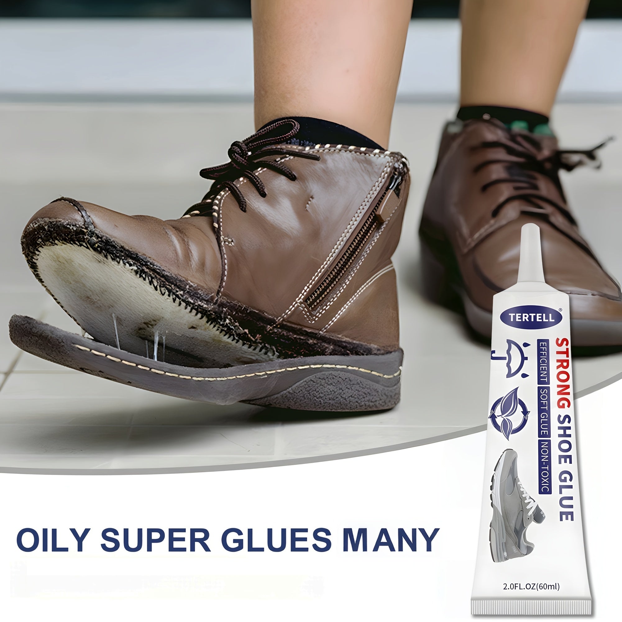 Strong Shoe Repair Glue for Sneakers Faux Leather Resin Crafts 2oz Flexible Bonding