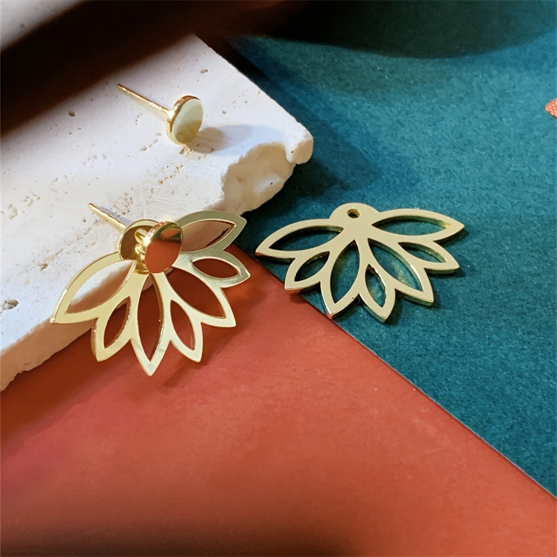 Женские серьги с золотистым тоном Lotus с застёжкой-карабином, украшенные цветами и сверкающими камнями