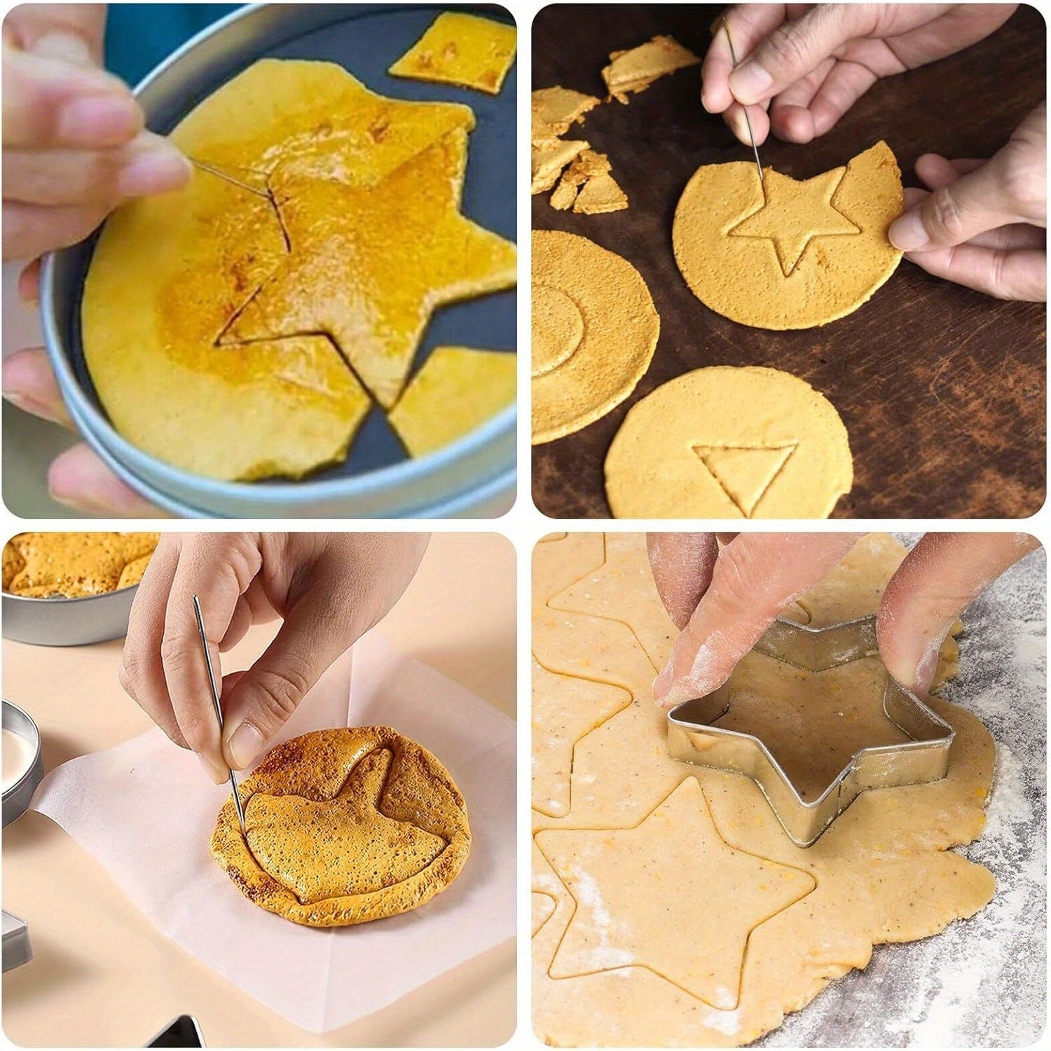 Stainless Steel Cookie Cutter Set with 4 Shapes Including Star Umbrella Triangle and Circle for Baking and Cake Decorating