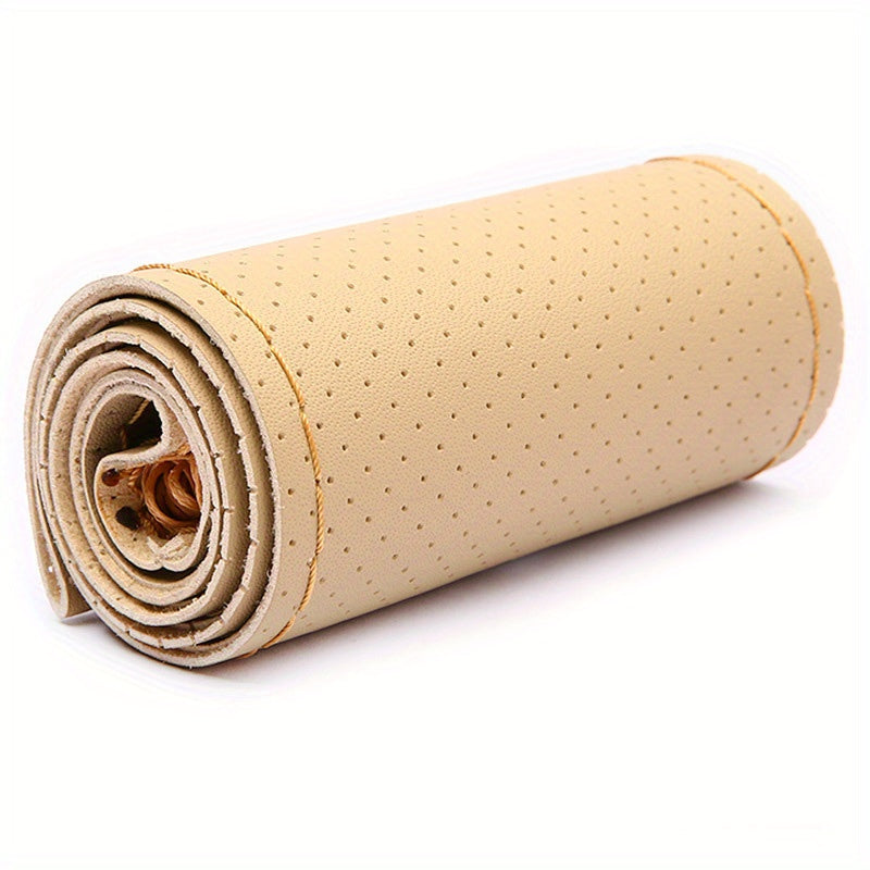 Avtomobil boshqaruv g'ildiragi qopqog'i, yopishqoqsiz, yumshoq sun'iy charm, 38 sm, igna va ip bilan