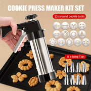 Stainless Steel Cookie Press Kit with 22 Pieces Including Cookie and Icing Tips