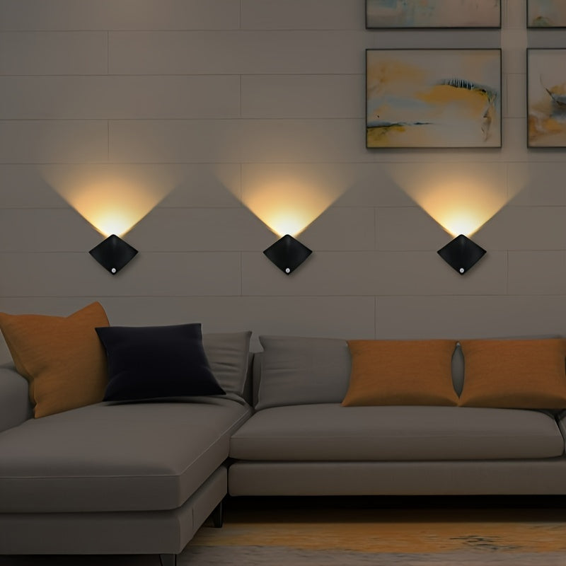 Modern Manta Ray Motion Sensor Wall Light LED Night Lamp Rechargeable Battery for Bedroom Living Room