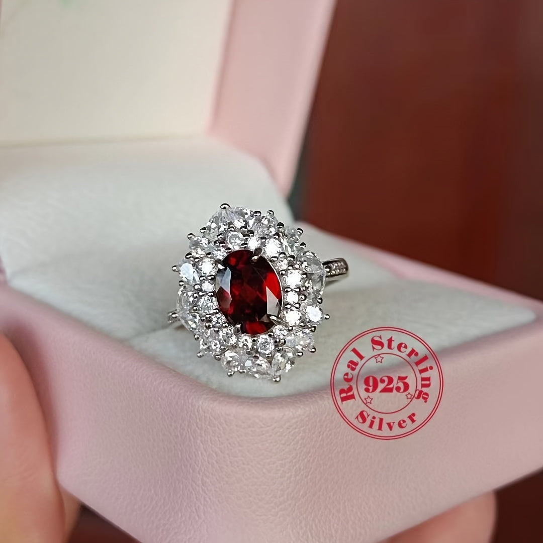 Chiroyli Oval Garnet Halqa Vintage Uslubida, 18K Oltin Qoplangan Sterling Kumush, Moslashuvchan Prong O'rnatish, Yanvar Tug'ilgan Kuni To'pi, To'y yoki Yubiley Sovg'asi uchun Mukammal, Har qanday Tadbir uchun Ideal 14 Fevral Zargarlik.