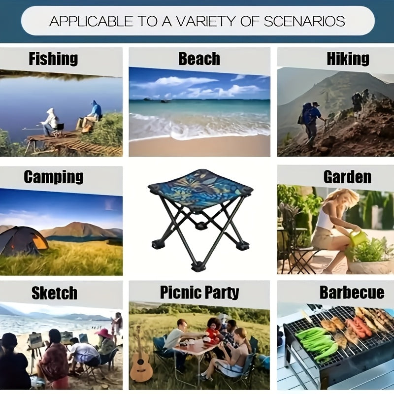 Foldable Black Camping Chair with Carry Handle, Lightweight and Sturdy