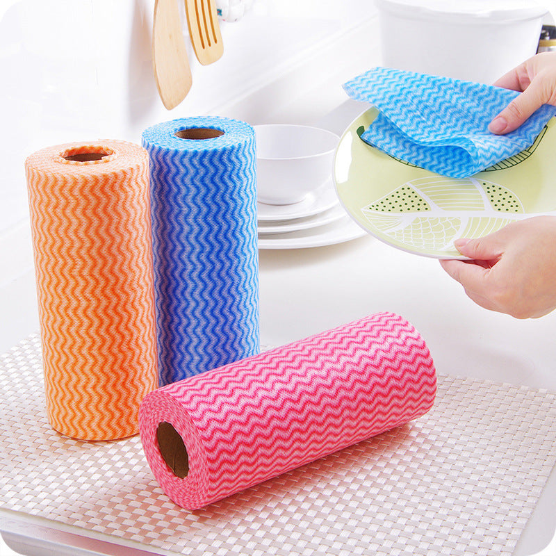 Oil-Free Washable Non-Woven Cloth Dish Towels, 50pcs, Multi-Purpose Cleaning