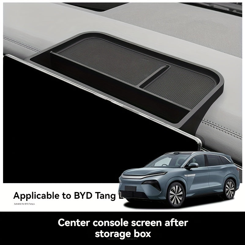 Center Console Storage Box ABS Material Screen Back Tray with Anti-slip Mat for SUV