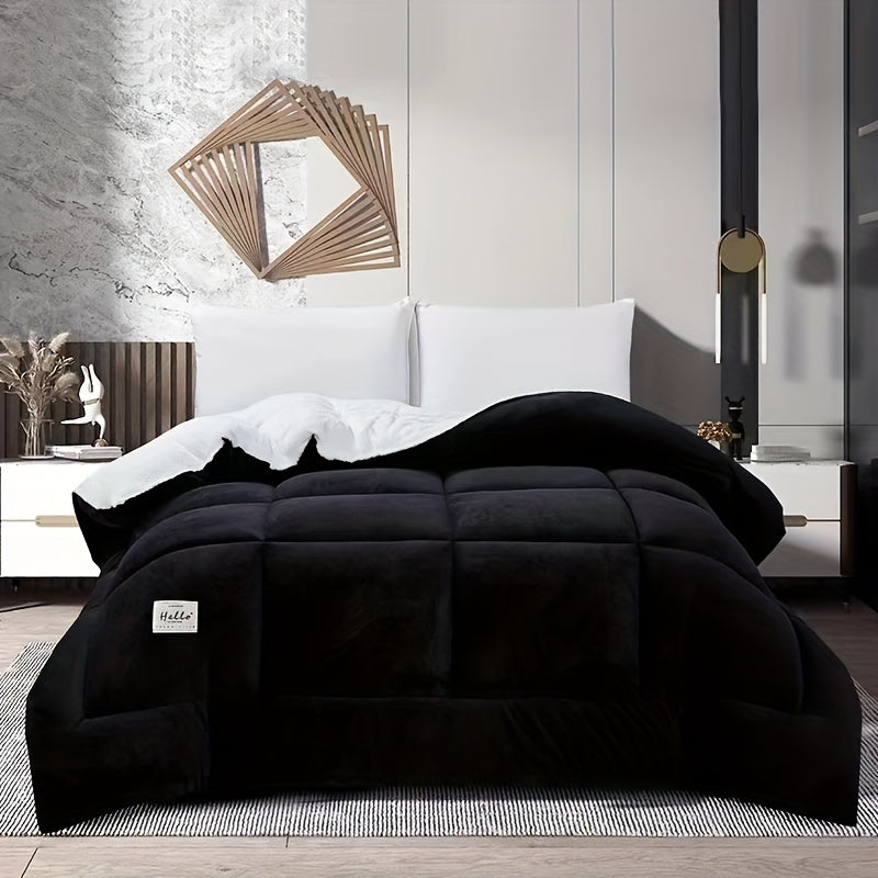 Reversible Plaid Comforter All-Season Quilted Duvet Insert Medium Weight Polyester 9 Sizes