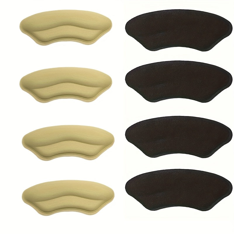 8-Pair Self-Adhesive Heel Cushion Pads Black Beige Nude Shoe Inserts