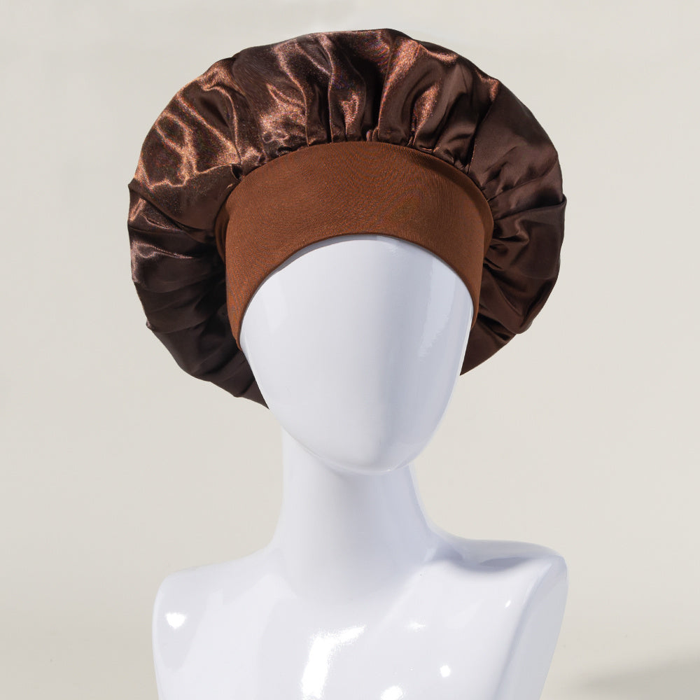 Women's Satin Sleeping Cap with Wide Elastic Band for Curly Hair