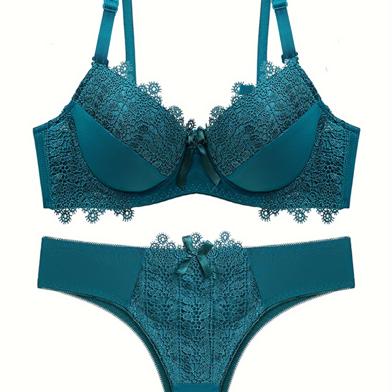 Контрастный кружевной бюстгальтер и трусики, бюстгальтер с эффектом пуш-ап и комплект с бантами, женское нижнее белье и трусы.