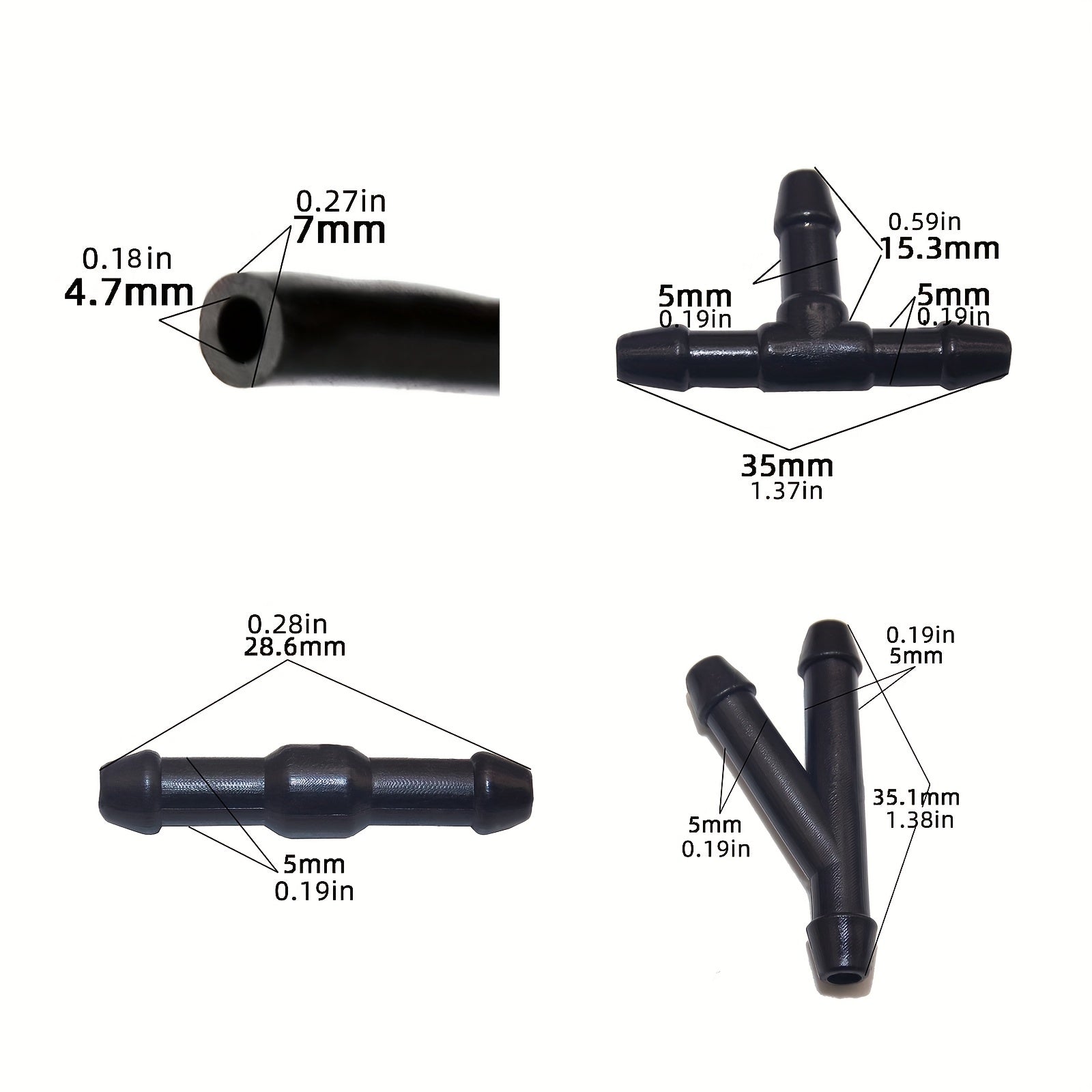 Kit de manguera de lavado de parabrisas universal de 2M con 4 conectores para instalación de boquillas
