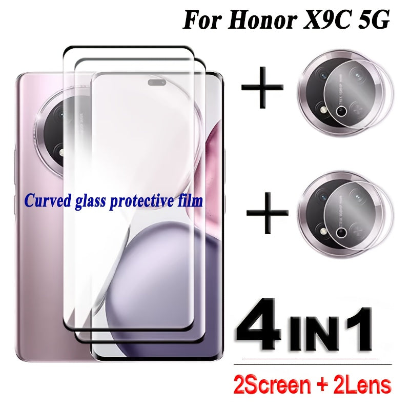 4-in-1 Tempered Glass Screen Protector and Lens Film for Honor X9c 5G Curved HD