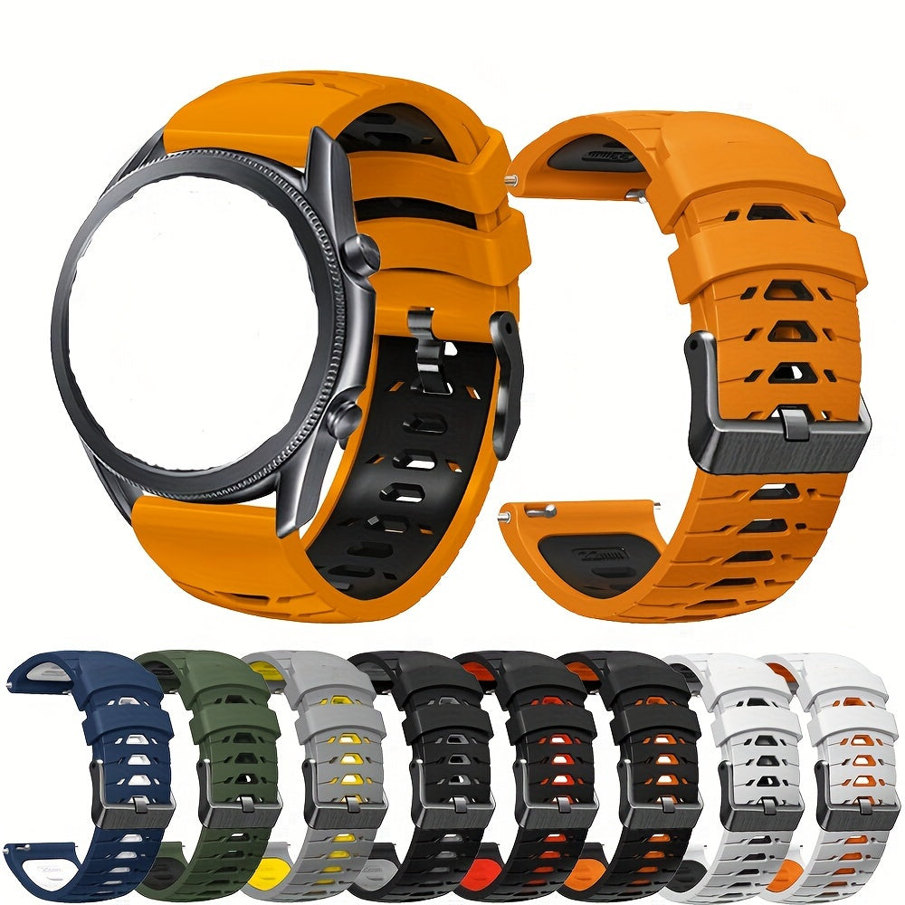 22mm Two-Tone Silicone Smart Watch Strap Breathable Adjustable Replacement for Sports Watches