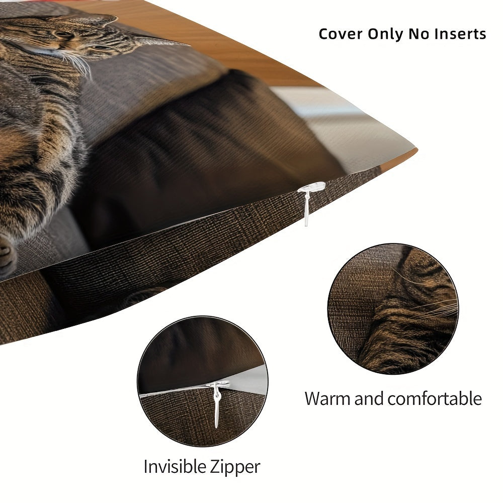 Funda de almohada para gato, Halloween, Navidad, decoración de sofá, poliéster, 1 pieza