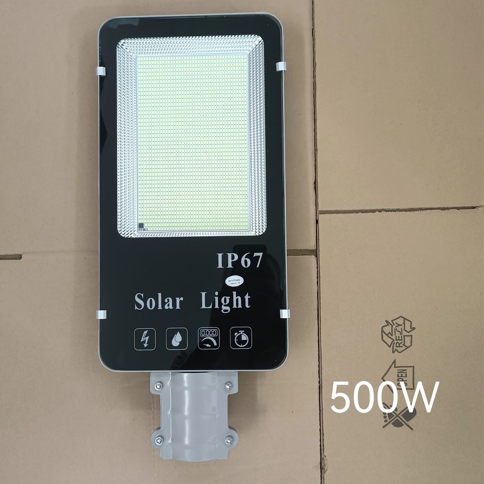 500W Solar Street Post Light with 20AH Battery 25W Solar Panel Remote Control