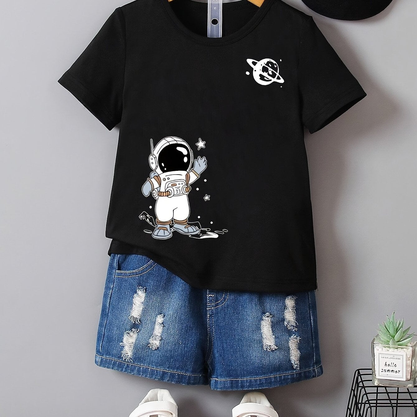 Boys' Casual T-Shirt for Kids Summer Solid Color Crew Neck Polyester