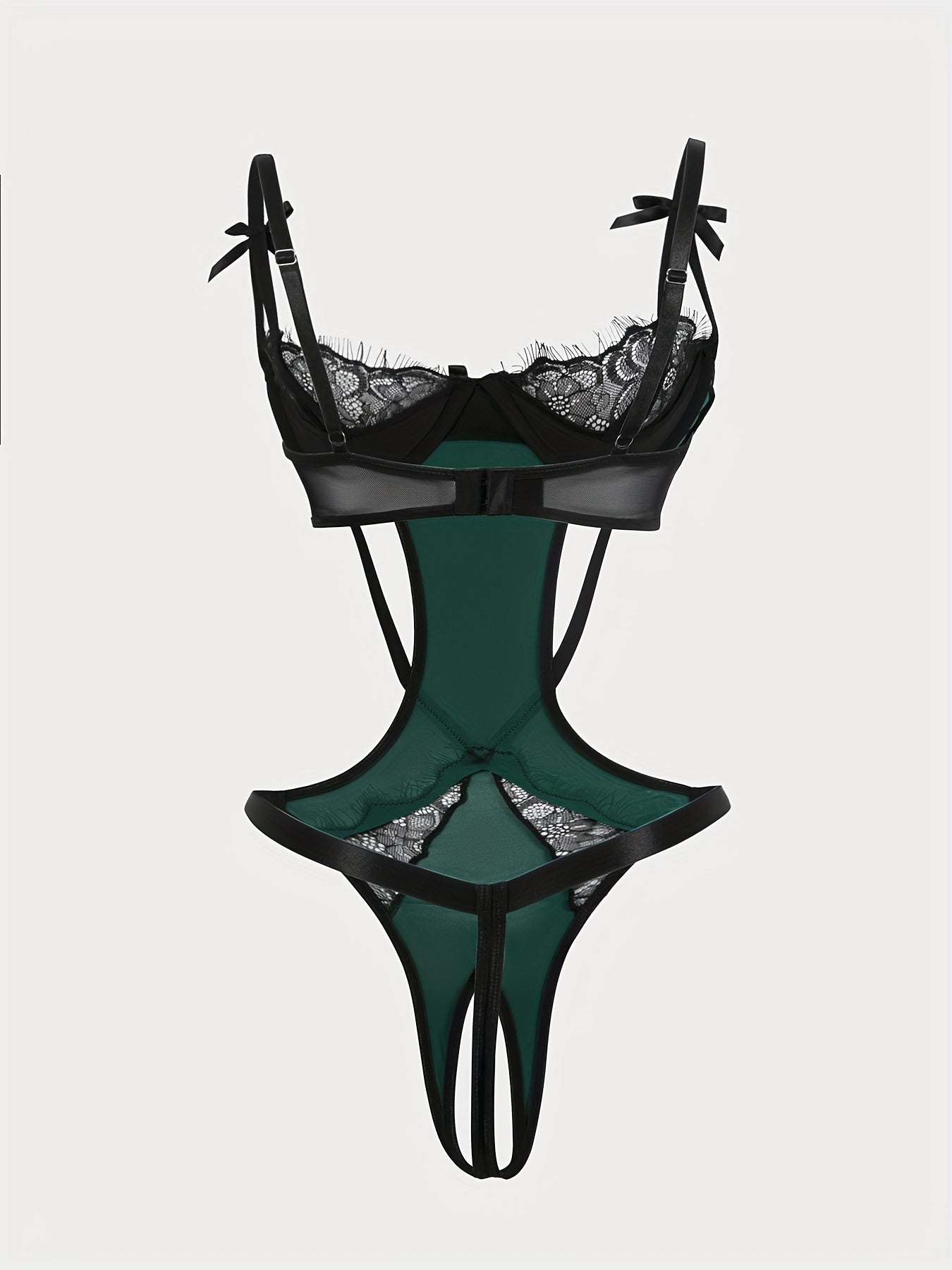 Women's Black Satin Bodysuit with Thin Shoulder Straps for Nightwear