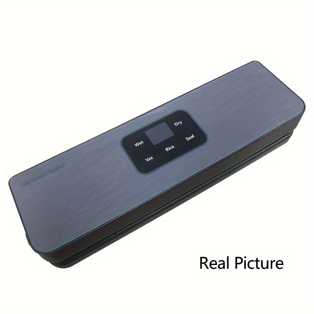 Вакуумный упаковщик с сенсорными кнопками, цифровым дисплеем, съемной очисткой и 10 бесплатными пакетами для запечатывания для упаковки сухих/влажных продуктов, чтобы сохранить свежесть.