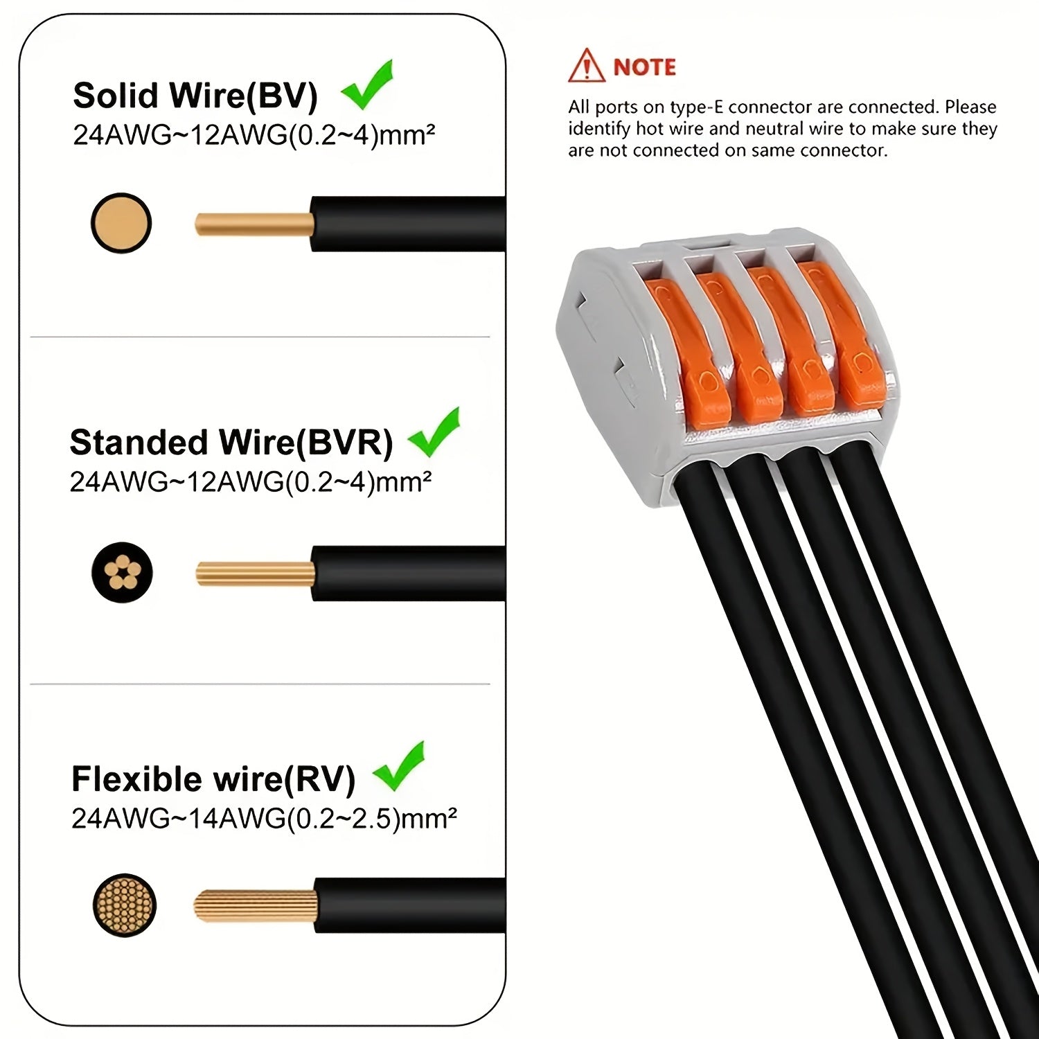 60-Piece Wire Connector Kit for Rapid Splicing 28-12 AWG Copper Terminals