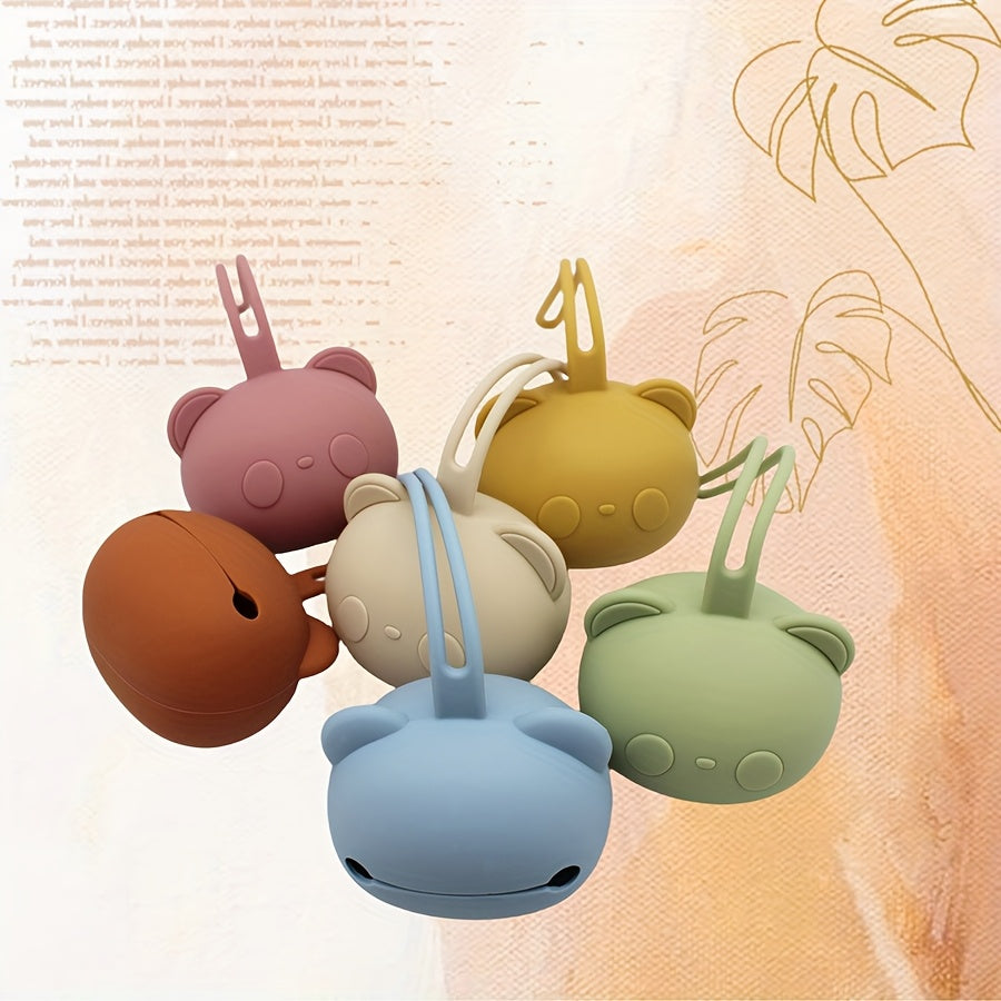Silicone Pacifier Holder with Chain for All Sizes Bear Shape Safe Storage Case