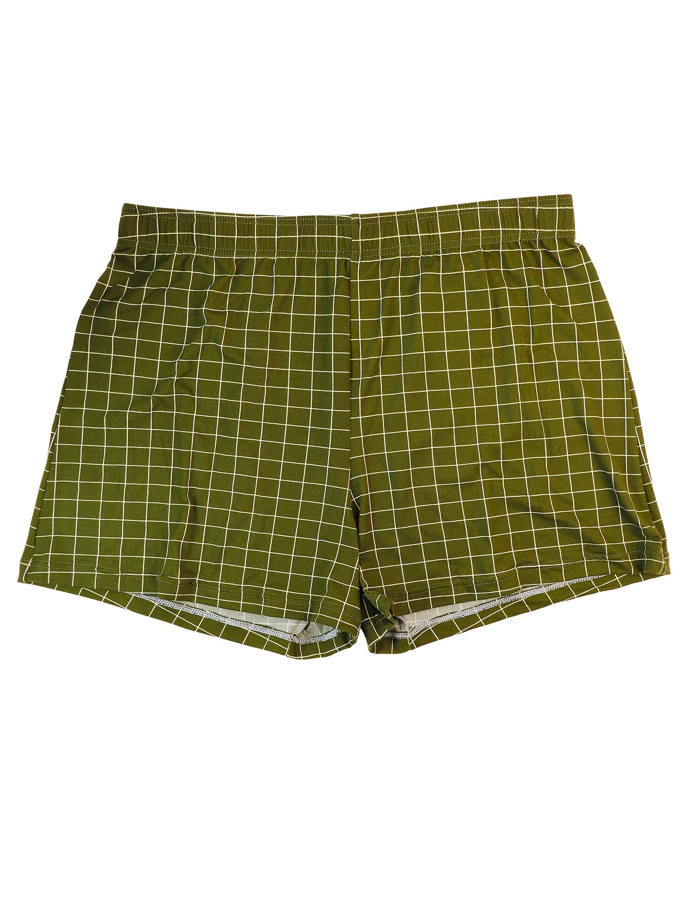 Men's 4-Pack Plaid Print Loose Fit Underwear Polyester Spandex Shorties