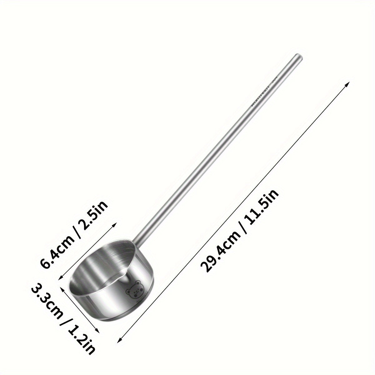 Stainless Steel Long Handle Soup Spoon with Bear Pattern Anti-Scald Oil Splash Guard for Kitchen and Restaurant Use