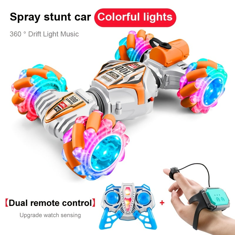 Gesture Sensing RC Car with Spray Emission Climbing Stunts Weatherproof Flashing Lights Blue Black