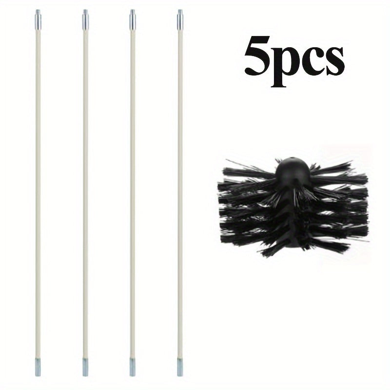 Chimney Dryer Pipe Cleaning Brush Set with 4 Rods and 60cm Brush Rod