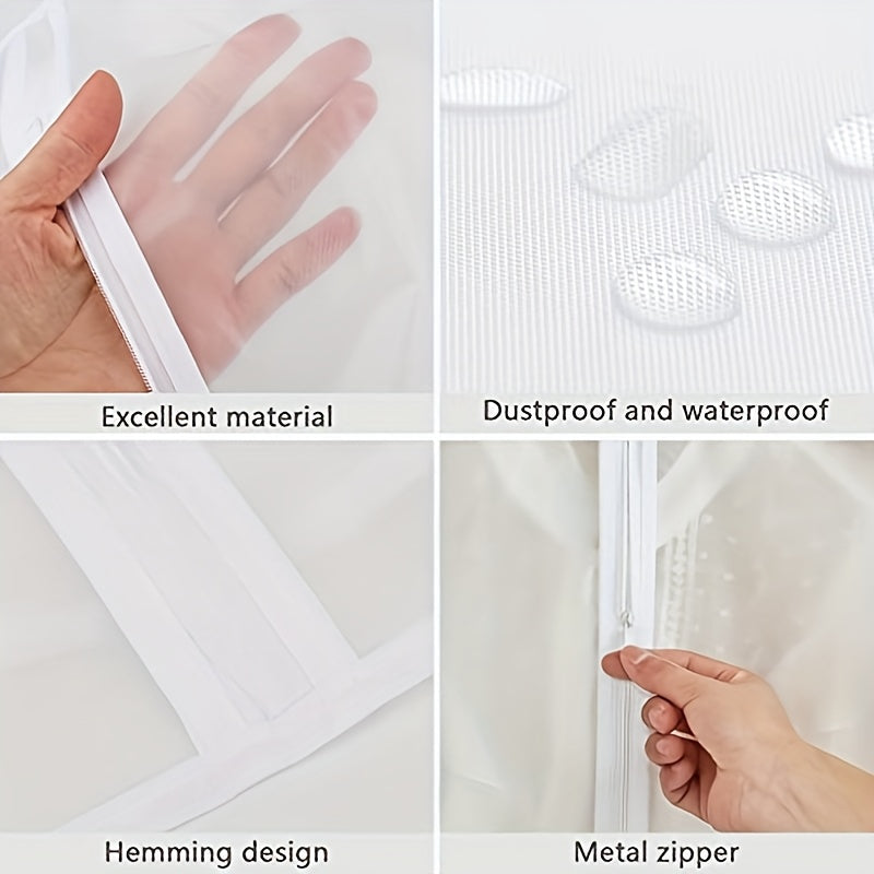 Juego de 5 bolsas impermeables para prendas de vestir para trajes, vestidos con cremalleras, protección contra polvo y polillas, 60cm x 140cm