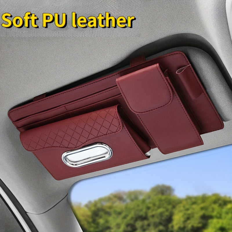 Organizador universal para visera de coche de cuero PU con soporte para tarjetas y bolígrafo