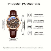 Men's Quartz Watch Business Style Round Alloy Case PU Leather Strap Non-Rechargeable Battery