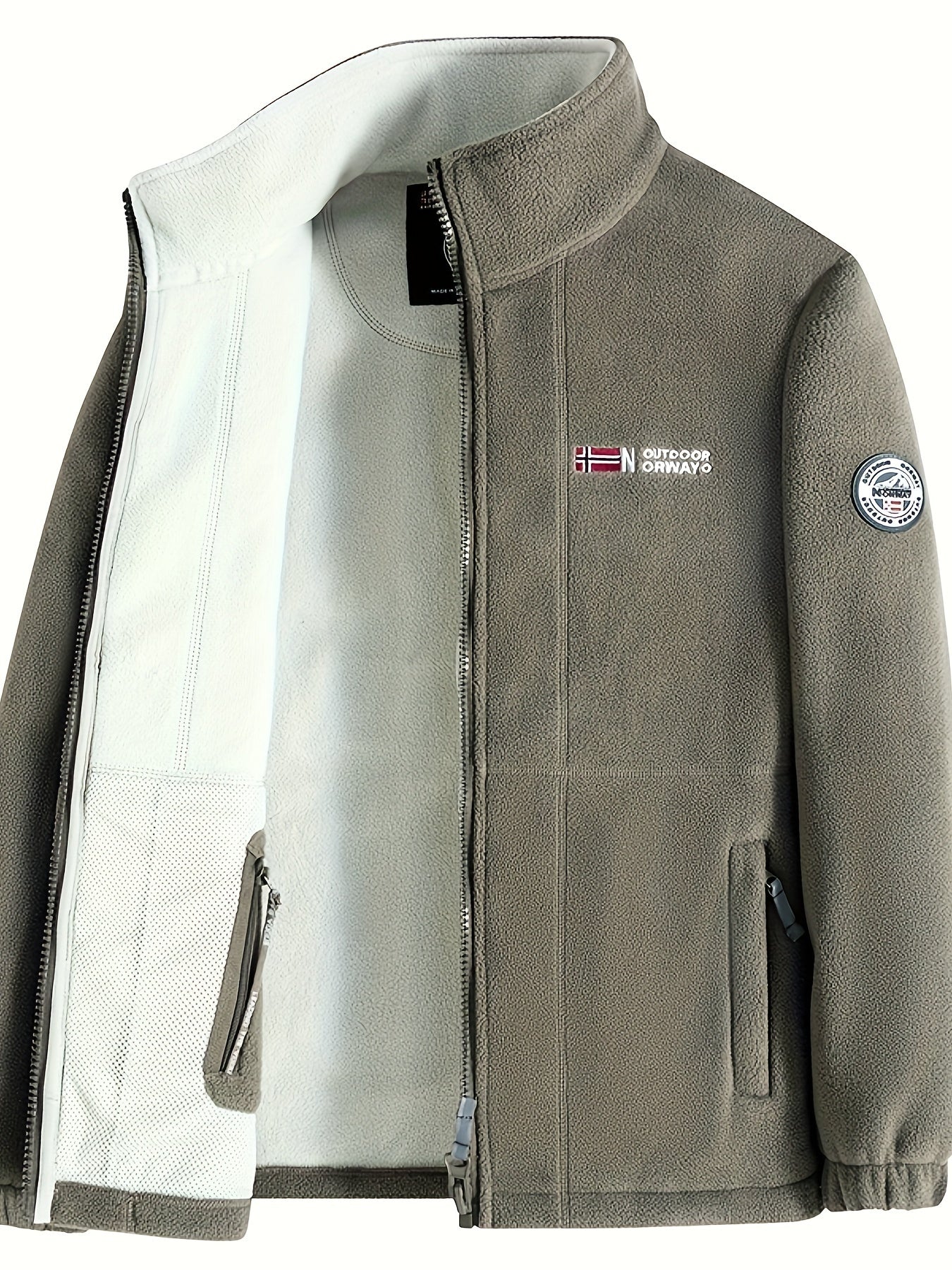 Мужская вышитая алфавитная толстовка-куртка из 100% полиэстеровой трикотажной ткани для осени и зимы