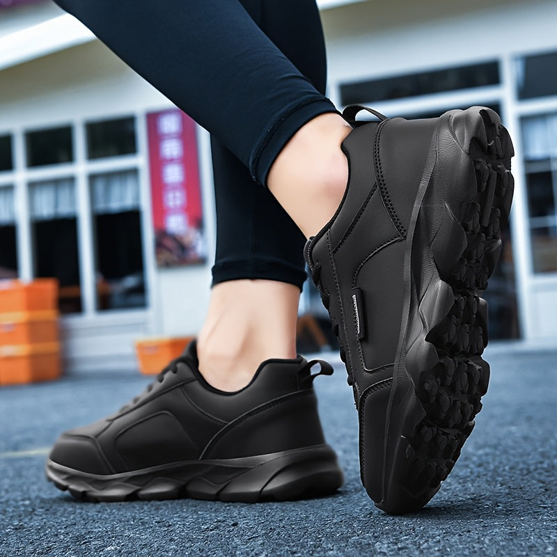 Women's Black Casual Lace-Up Flats Cushioned EVA Sole All-Day Comfort