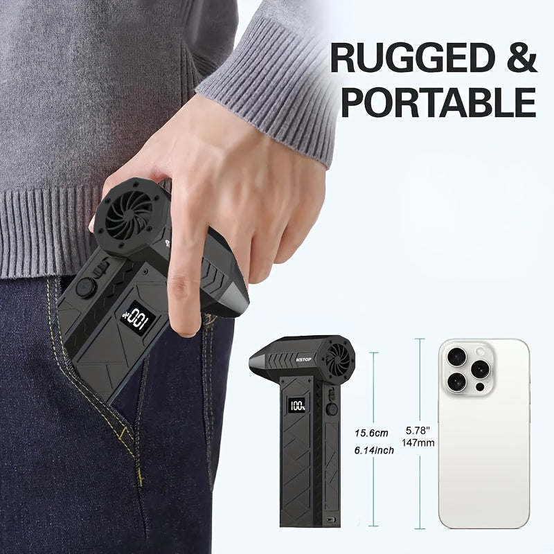 Handheld Portable Turbo Fan with LED Light USB Rechargeable Dust Blower