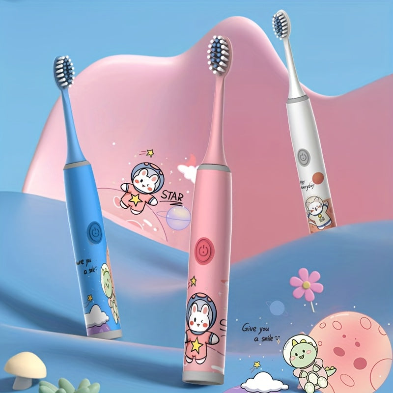 Kids Electric Toothbrush with 2-6 Brush Heads Soft Bristles Space Series