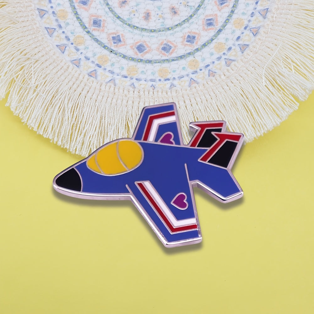 Cartoon Fighter Jet Brooch Pin Alloy UV Plated Badge for Clothing Backpacks Hats Gift