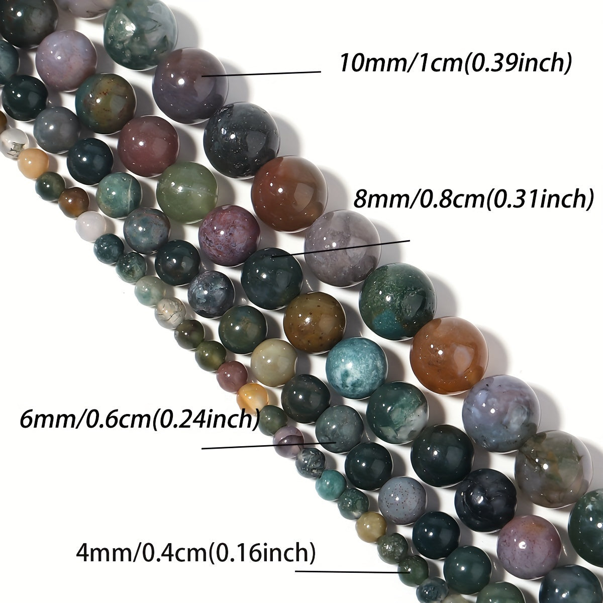 Natural Indian Agate Round Bead Spacer for Jewelry Making 4-12mm 15 Inch Strand