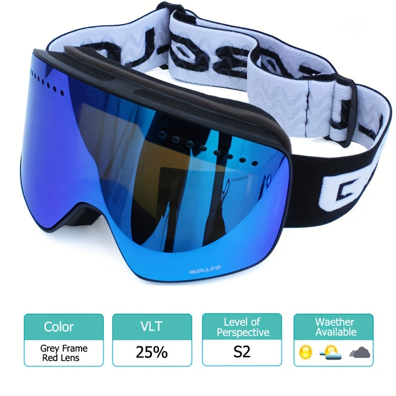 Adult Ski Goggles Mirrored Double Layer Lens TPU Frame for Snowboarding and Ice Skating