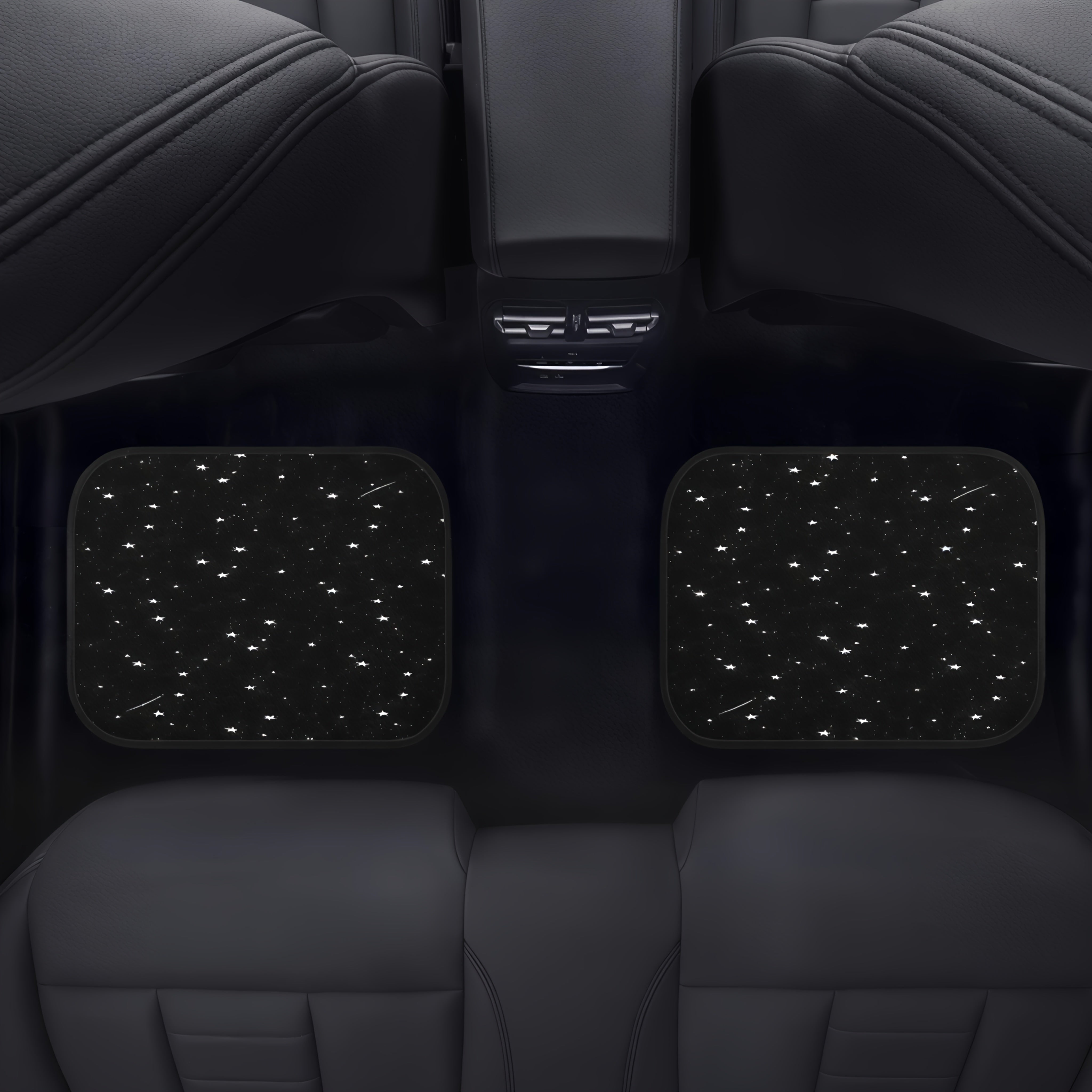 Black Night Starry Pattern Car Floor Mats Set Non-Slip Absorbent for Sedan SUV