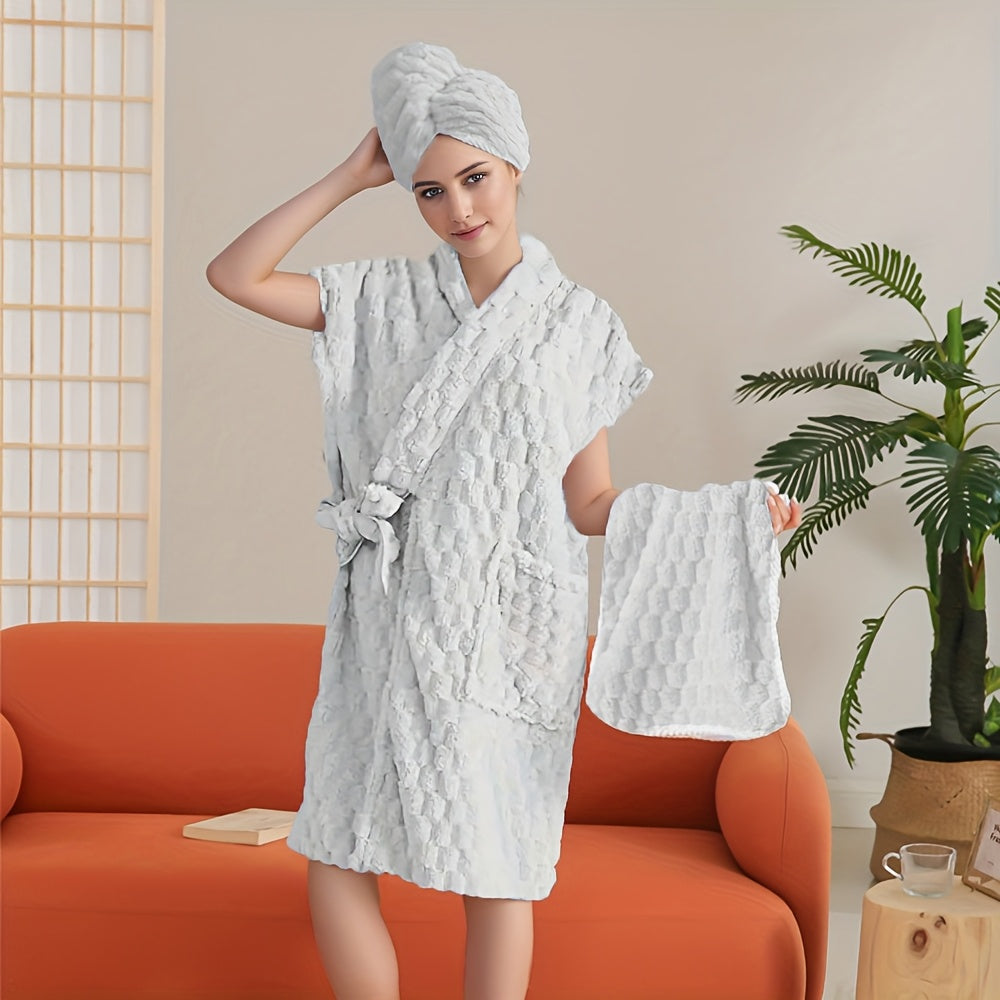 Set of 3 Microfiber Towels for Women Hand Towel Bath Wrap Hair Wrap Soft Absorbent Quick-Drying