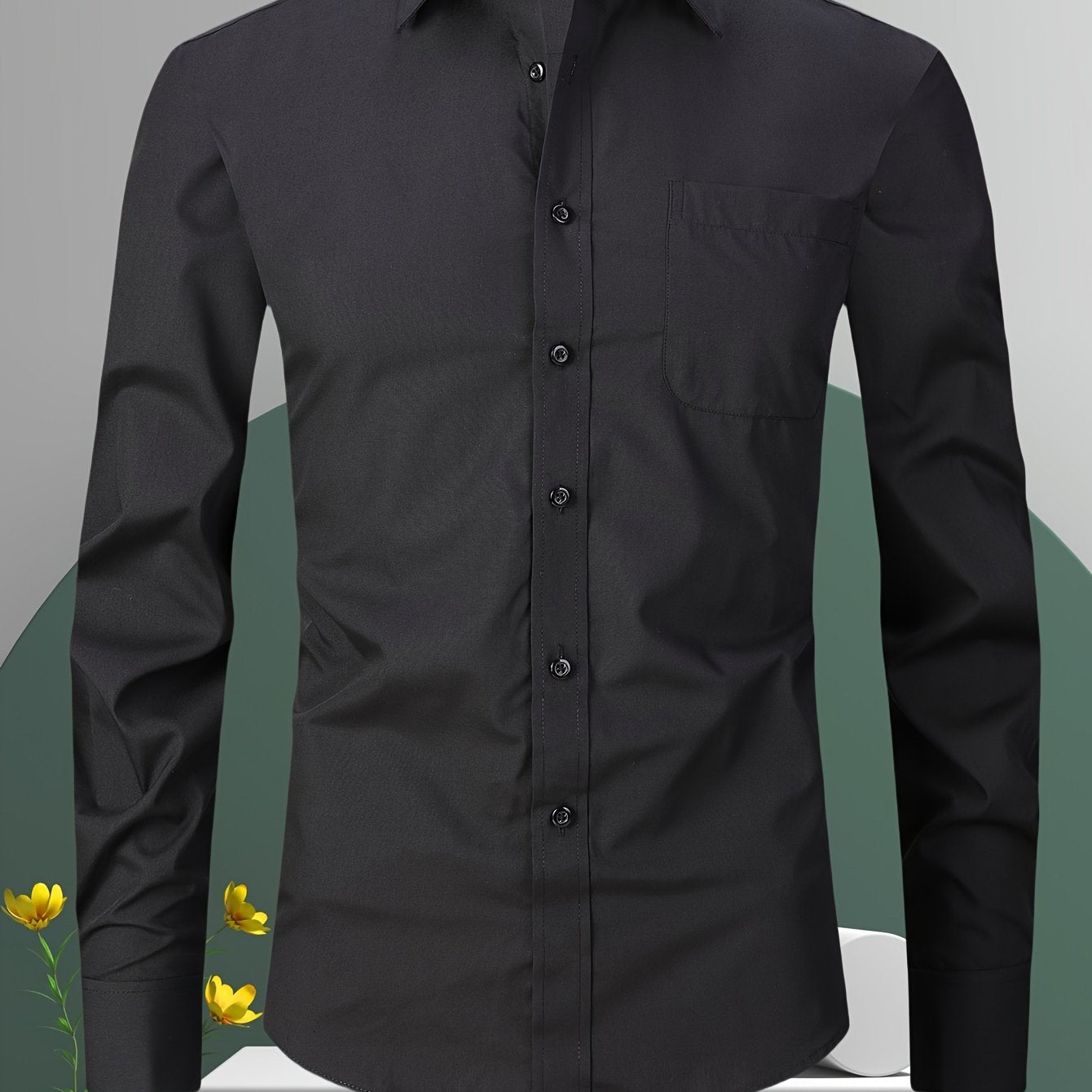 Men's Cotton French-Style Dress Shirt with Stripes and Cufflinks