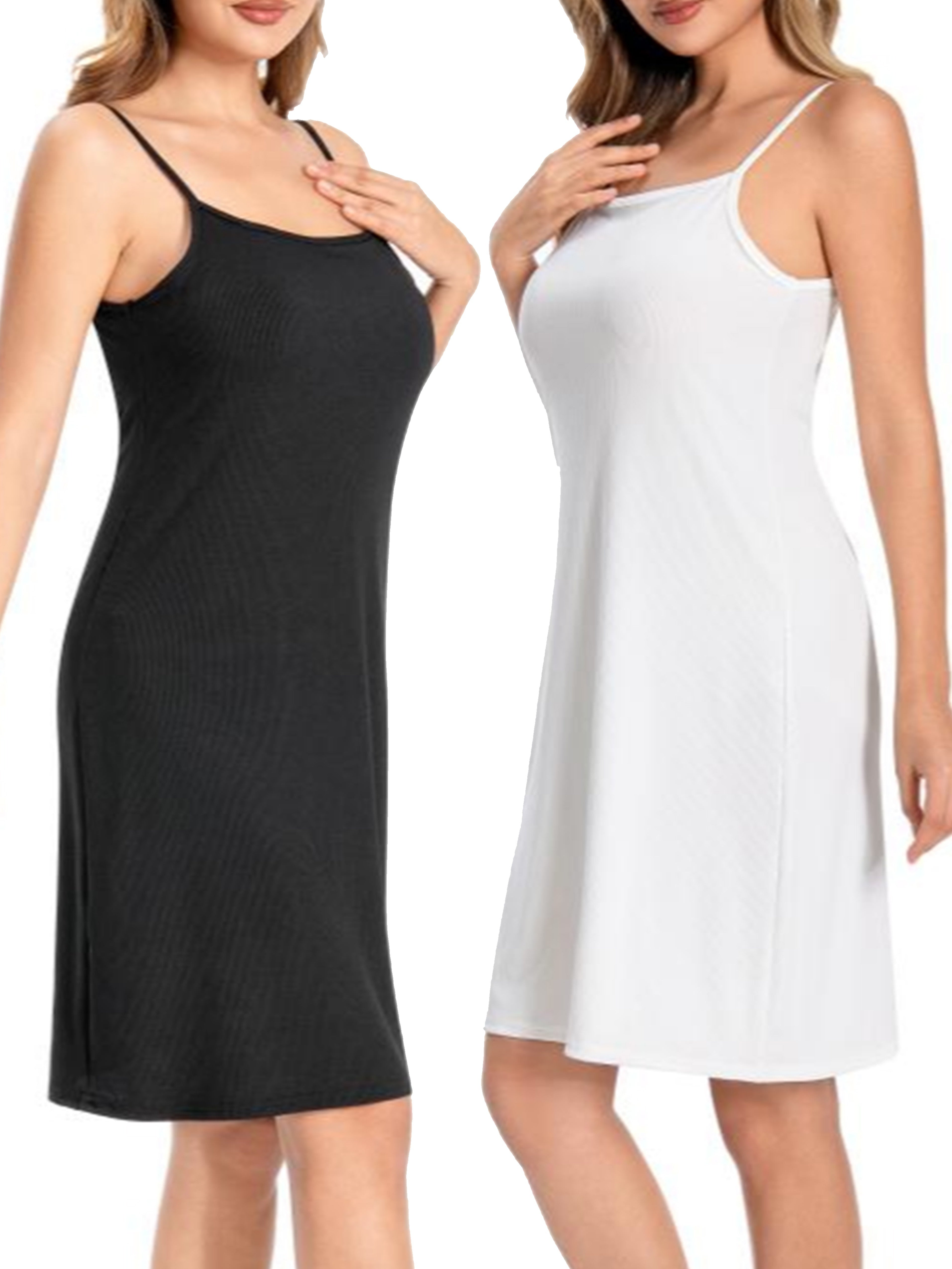 Conjunto de vestidos slip para mujer, de poliéster de alta elasticidad, en línea A, camisones de noche, cuello redondo, primavera, verano, otoño