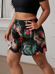 Pantalones cortos de playa de pierna ancha para mujer, transpirables, talla grande, con estampado floral tropical