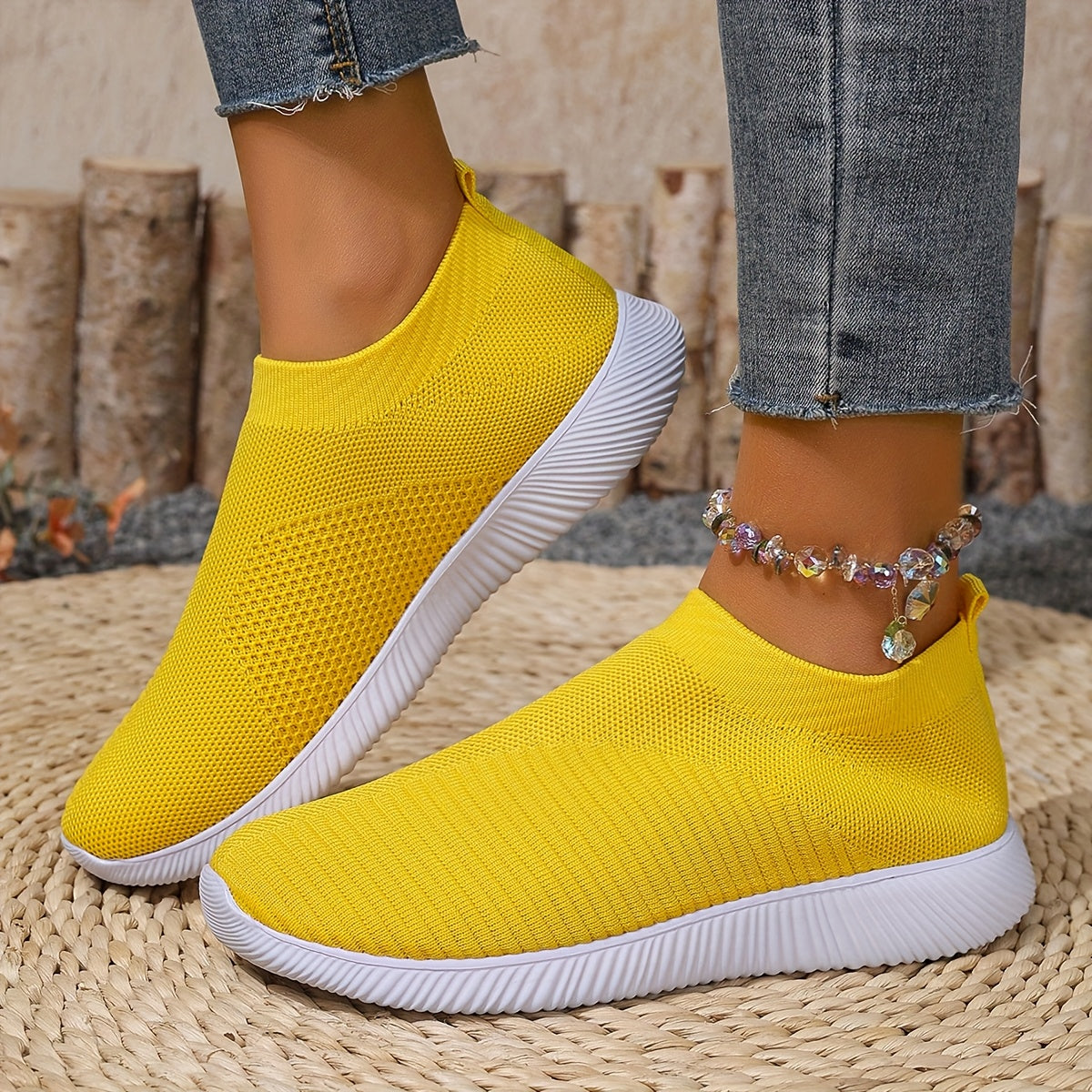 Women's Slip-On Casual Sneakers Breathable Fabric Lightweight EVA Shoes