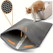Large Gray and Black Cat Litter Mat Waterproof Non-Slip Honeycomb Double Layer EVA