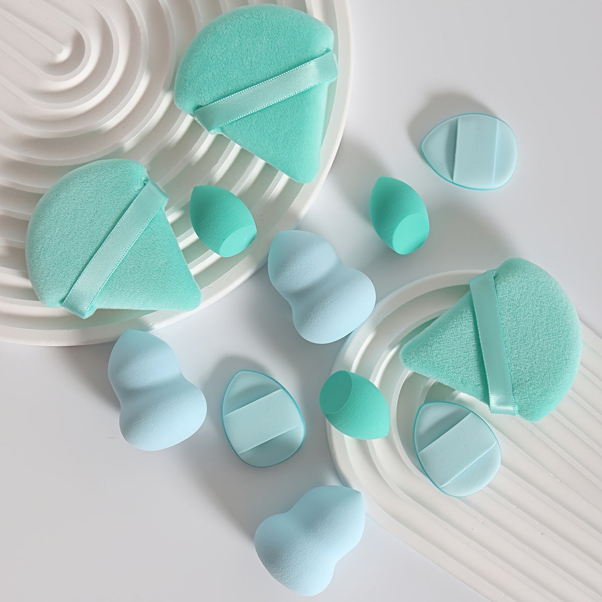 12Pcs Makeup Sponge Set with Velvet Blenders for Foundation, Powder, Liquid