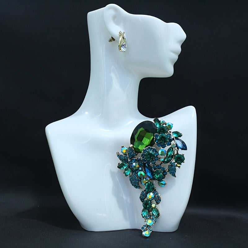 Women’s Rhinestone Flower Brooch Pin Elegant Statement Jewelry