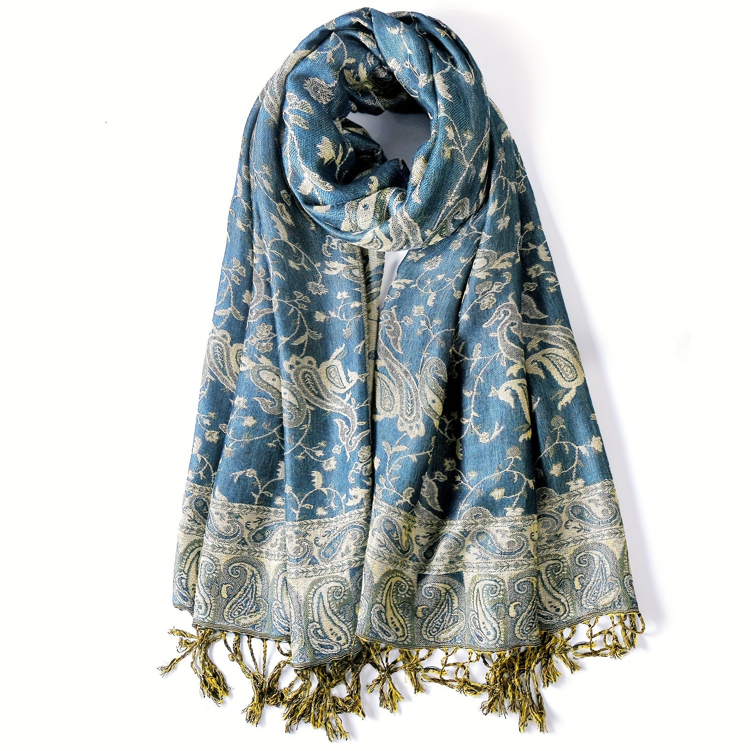 Women's Cashmere-Feel Scarf with Fringed Shawl Wraps Soft Warm and Breathable